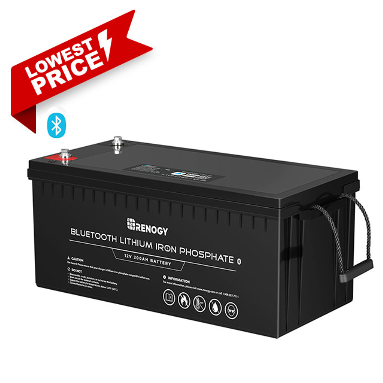 12V 200Ah Lithium Iron Phosphate Battery w/ Bluetooth