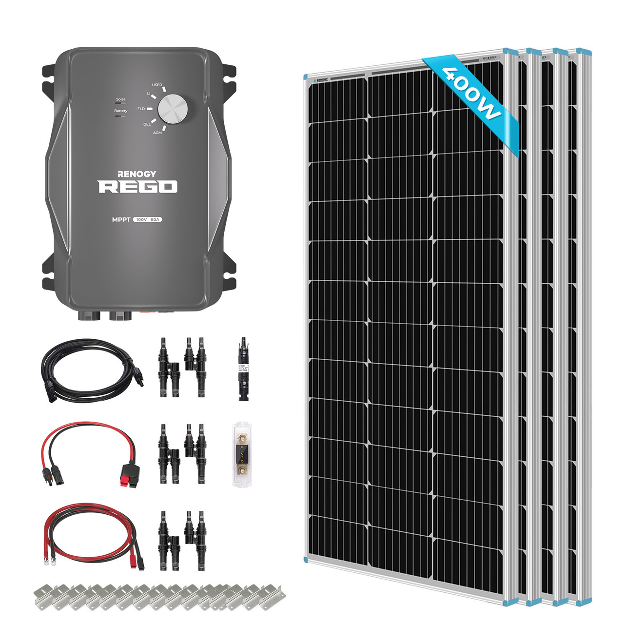 New 400 Watt 12 Volt Solar Premium Kit W/MPPT or REGO Solar Charge Controller - Image 7